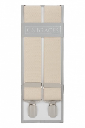 Plain Ecru Trouser Braces Suspenders